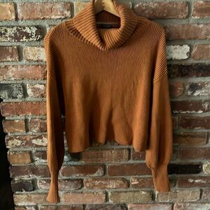 Wild Fable Burnt Orange Ribbed Cowl/ Turtle Neck Sweater Size Large